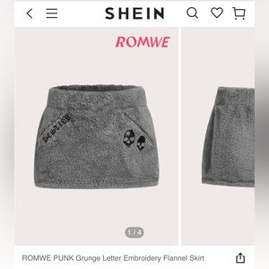 SHEIN PUNK Grunge Letter Embroidery Flannel Skirt